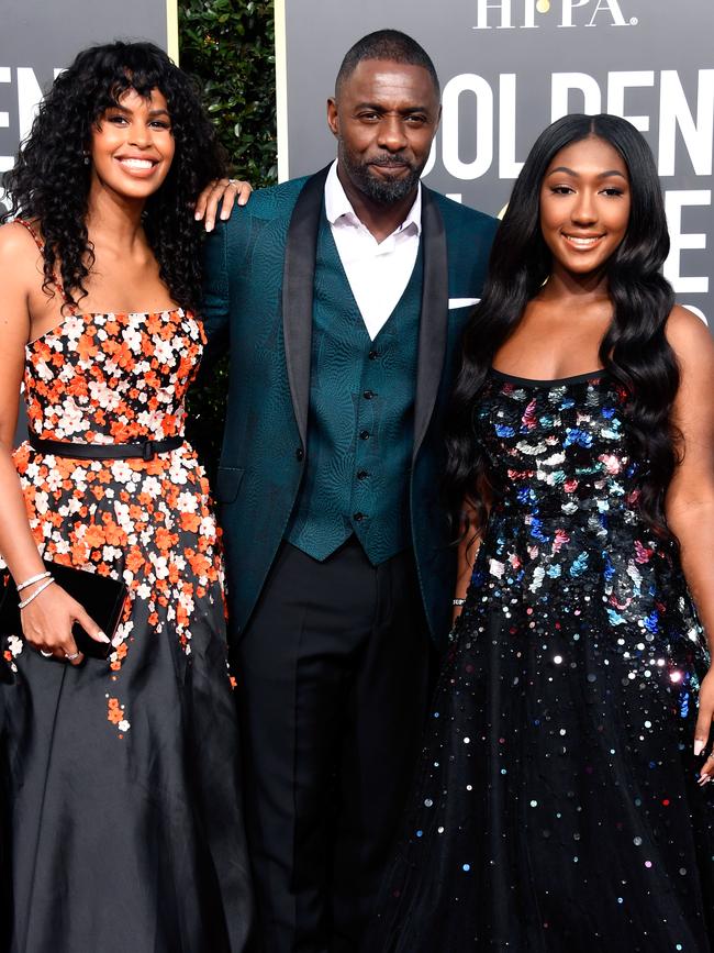 Sabrina Dhowr, Idris Elba, and daughter Isan Elba. Picture: Getty