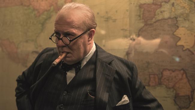 Gary Oldman as Winston Churchill in Darkest Hour after four hours at the hands of a makeup artist.