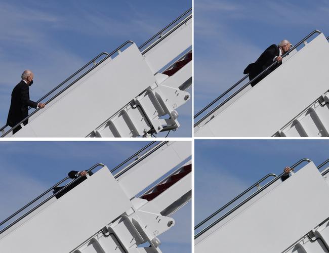 Biden fell repeatedly. Picture: Eric BARADAT / AFP