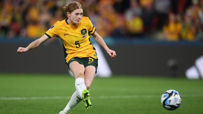 Cortnee Vine with the best penalty in Aussie history. Photo by Justin Setterfield/Getty Images