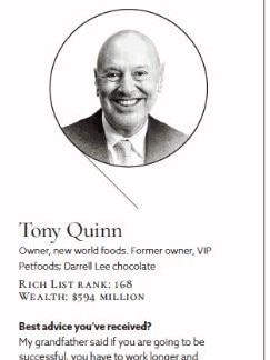 The Financial Review Rich List also published a photo of a different man with the same name as Tony Quinn. Photo: Supplied