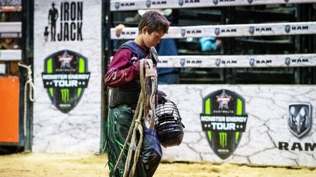 Cooper McConnell bull riding at the Great Western Hotel. Picture: ASHJO Photography