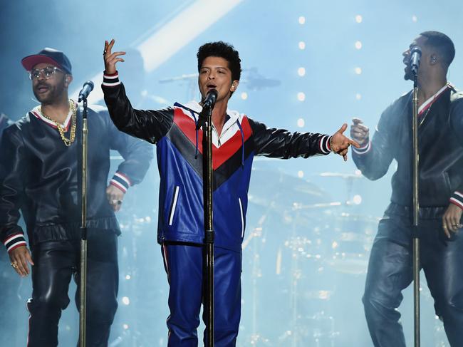 Bruno Mars performs onstage during The 59th GRAMMY Awards at STAPLES Center on February 12, 2017 in Los Angeles, California. Picture: Getty