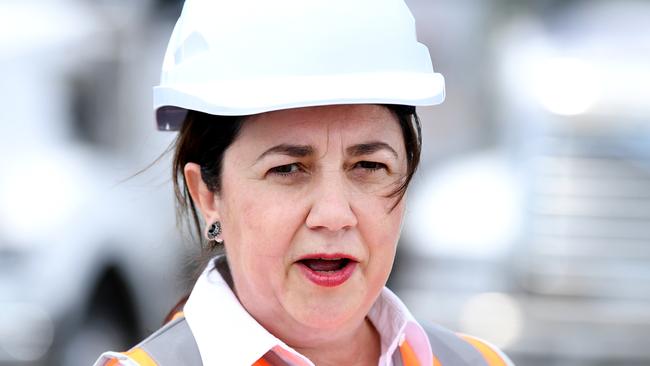 GOLD COAST, AUSTRALIA – NewsWire Photos – OCTOBER 20, 2020. Queensland Premier Annastacia Palaszczuk speaks during a visit to Wholesales Sands and Recycling on the Gold Coast, while on the election campaign trail. The business supplies material for the upgrade of the M1 motorway. Queenslanders go to the polls on October 31. Picture: NCA NewsWire / Dan Peled