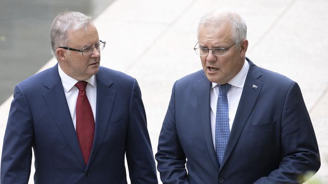 Anthony Albanese and Scott Morrison. Picture: Gary Ramage