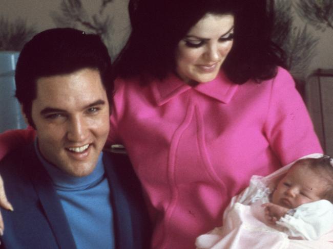 Elvis Presley with his wife Priscilla Beaulieu Presley and their daughter Lisa Marie Presley on February 5, 1968 in Memphis, Tennessee. Picture: Michael Ochs Archives/Getty Images