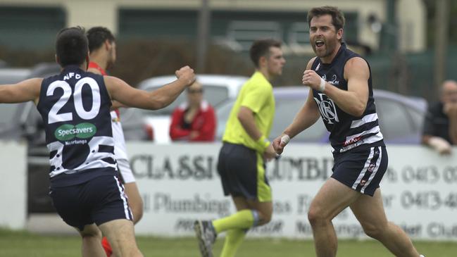 Noarlunga's captain, Tom Caudle, was one of the Shoes best in its victory against Flagstaff Hill on Saturday. Noarlunga is still the only undefeated side with seven rounds remaining. Picture: AAP/Dean Martin