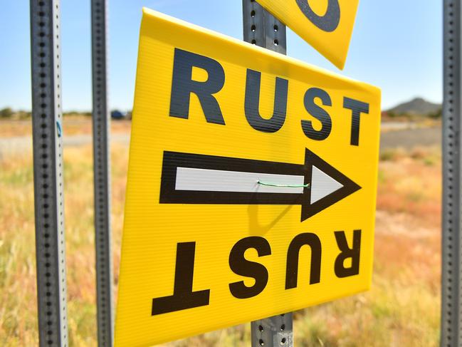 A sign directs people to the road that leads to the Bonanza Creek Ranch where the movie Rust is being filmed. Picture: Getty