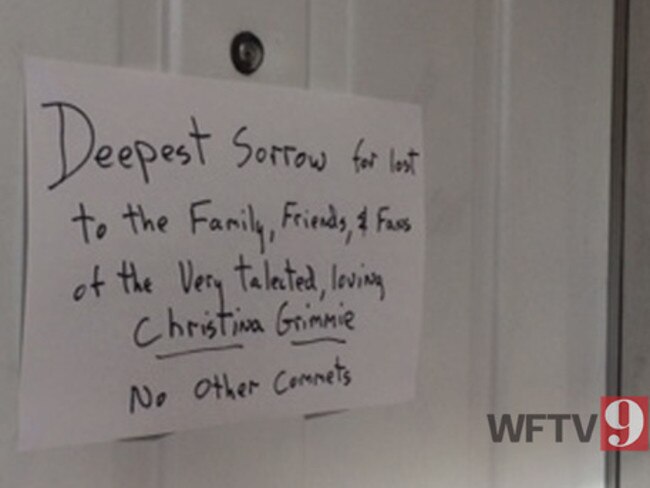 The note the killer’s family left. Picture: WFTV9