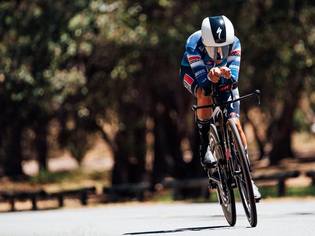 Tasmania's Anya Louw finished third in the elite women's time trial at the Road Nationals. Picture: AusCycling/Zac Williams