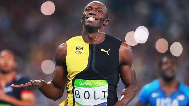 Bolt celebrates winning the men's 100m final at the Rio 2016 Olympic Games. Picture: Phil Hillyard