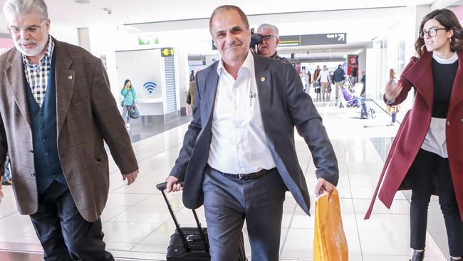 Victorian MP Khalil Eideh arrives at Melbourne airport after he was refused entry to the United States. Picture Wayne Taylor.