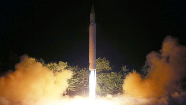 A file picture of a North Korean intercontinental ballistic missile from July. Picture: AFP