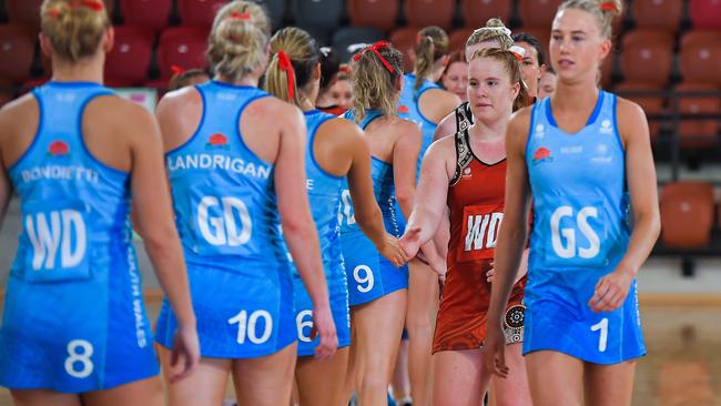 NT and NSW competed in the 2023 National Netball Championships. Picture: Pema Tamang Pakhrin