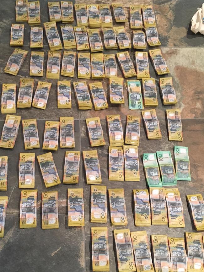 Cash allegedly seized during three search warrants executed by detectives at Manly, Brookvale and Dee Why