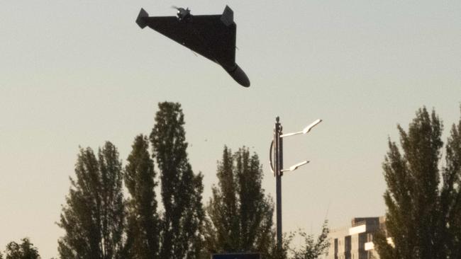 A Russian drone approaches for an attack in Kyiv in October. Picture: AFP.