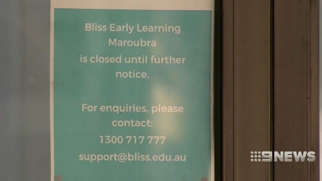 Bliss Early Learning Maroubra was closed down after the incident. Photo: 9 News.