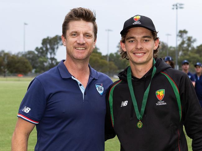 Tasmania’s Aidan O’Connor was named player of the tournament at the under-19 National Cricket Championships in Albury, 2023-24. Picture: Cricket Australia