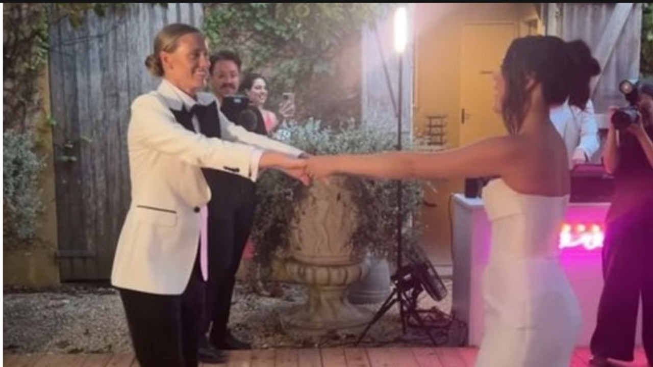 The couple during their first dance as a married couple. Photo: Instagram, Steph Catley.