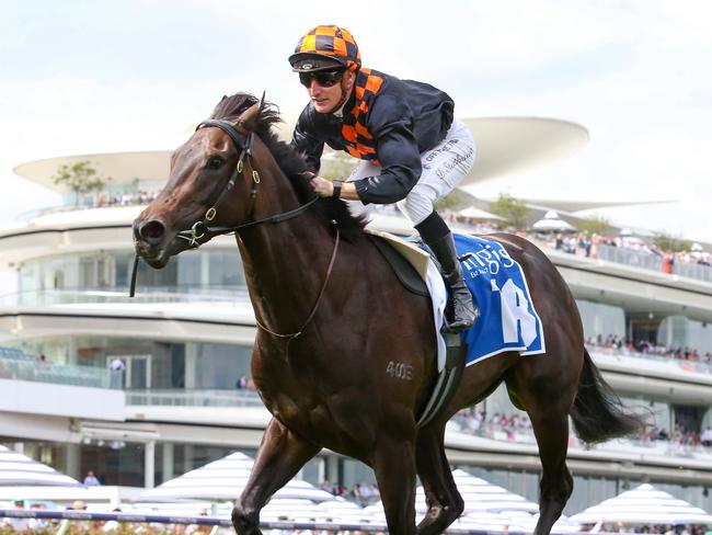 Benedetta ridden by Daniel Stackhouse wins the Inglis Sprint at Flemington Racecourse on March 04, 2023 in Flemington, Australia. (Photo by Brett Holburt/Racing Photos via Getty Images)