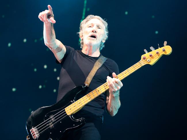 Roger Waters on stage at Brisbane Entertainment Centre for the first Queensland date of his Us + Them tour. Picture: AAP Image/Steve Pohlner