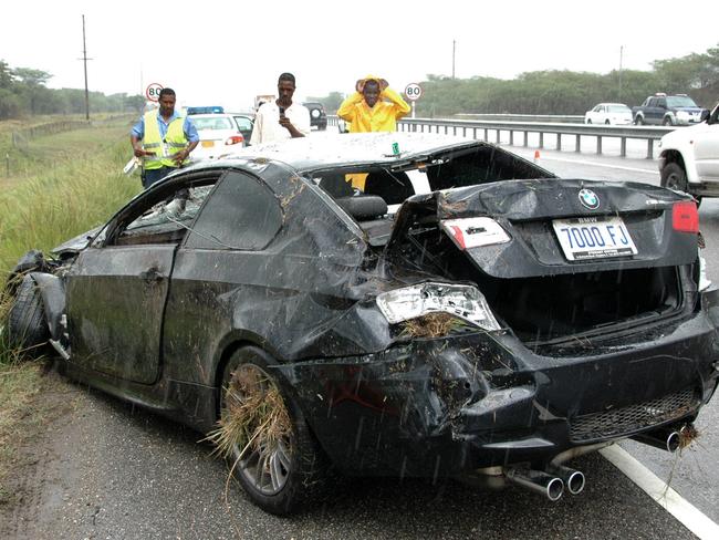 Bolt’s BMW after his crash in 2009.