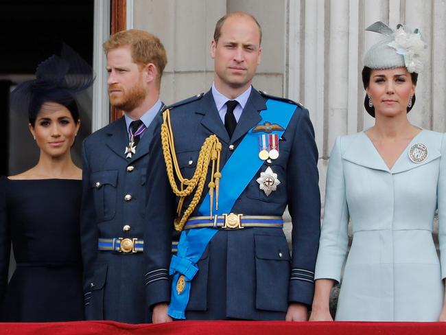 Will a funeral heal the rift between the royal couples. Pictured, Meghan Markle, Duchess of Sussex, Prince Harry, Duke of Sussex, Prince William, Duke of Cambridge and Catherine, Duchess of Cambridge in 2018. Picture: AFP