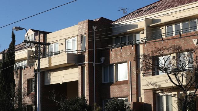 Part of this apartment block in Hawthorn have gone into lockdown due to a COVID exposure. Picture David Crosling via NCA NewsWire