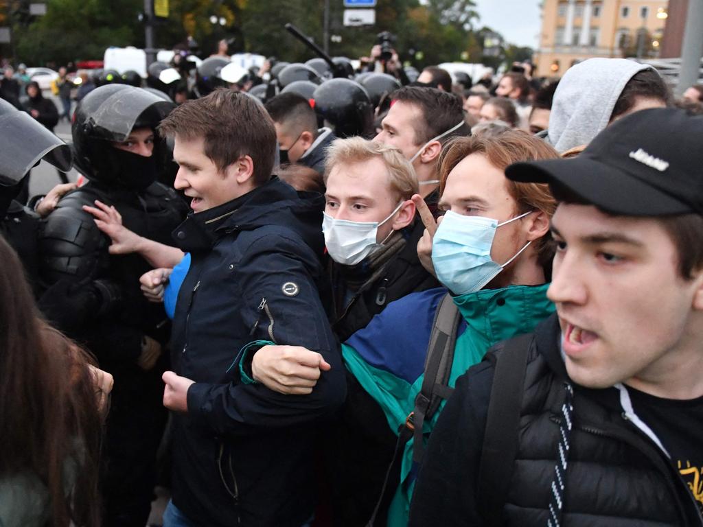 Demonstrators in Saint Petersburg. Picture: Olga Maltseva / AFP