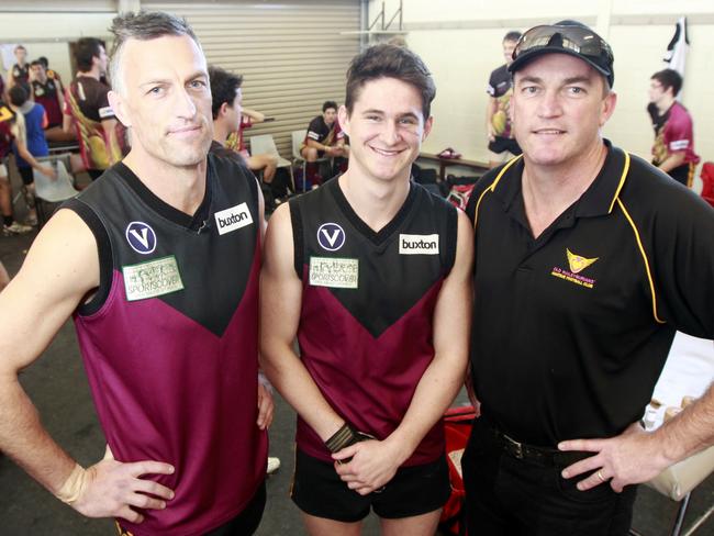 Brede Seccull (middle) with his with his father, Darren, and uncle Mark in 2012.