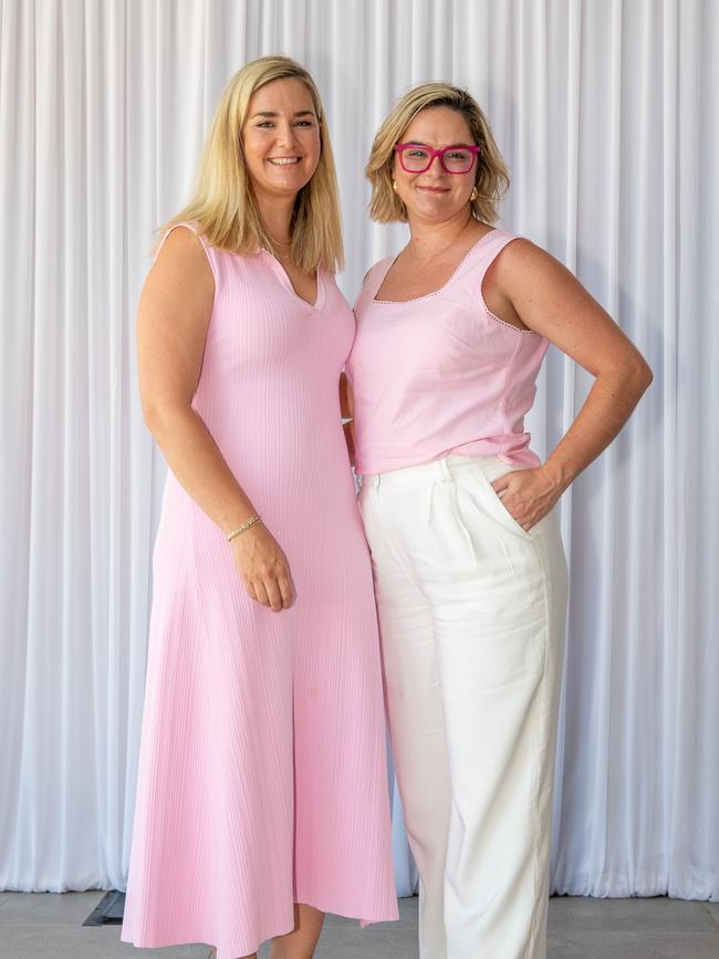 Odette Mulqueeney and Yolanda Greening at the pink high tea event. Picture Thomas Lisson