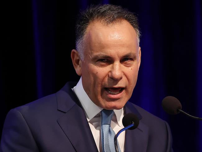 MELBOURNE, AUSTRALIA - NCA NewsWire Photos SEPTEMBER 24, 2023 : State Opposition leader John Pesutto addressing the Victorian Liberal State Council conference at Moonee Valley Racing Club. Picture: NCA NewsWire / Ian Currie