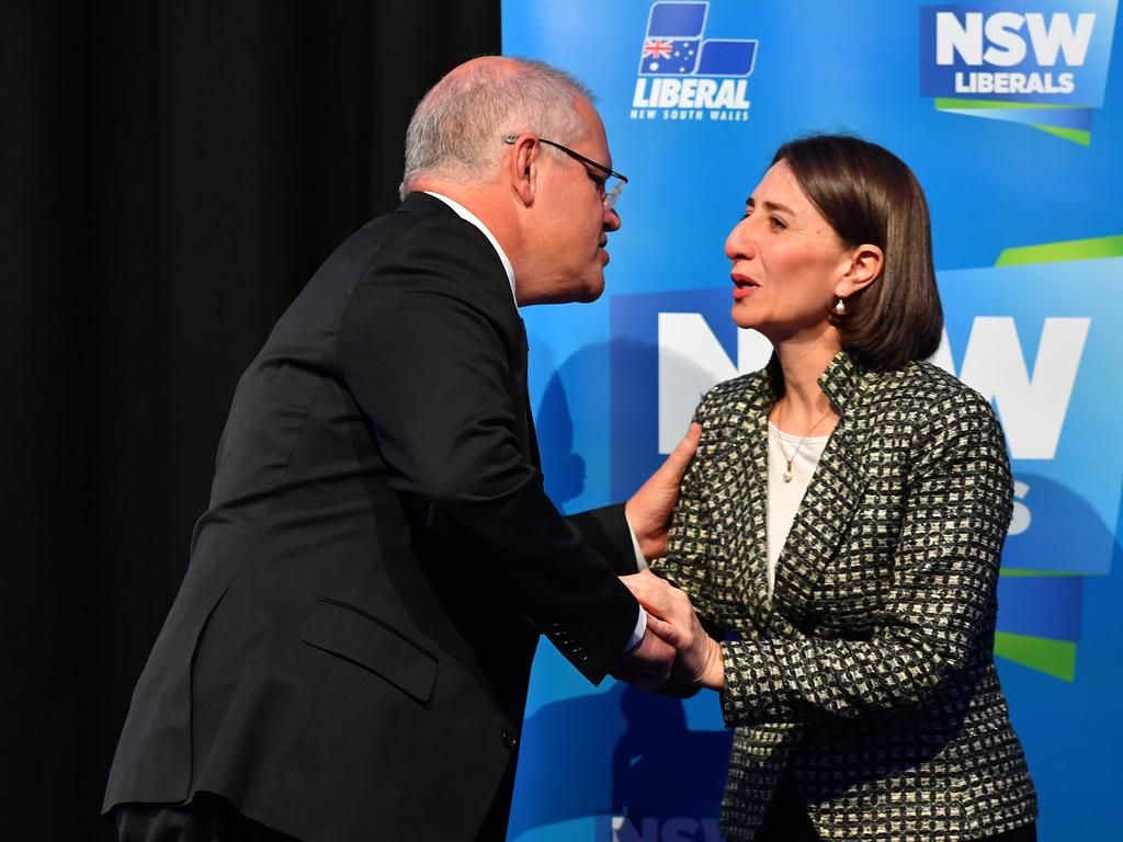 With the election of NSW Premier Gladys Berejiklian (above, right) out of the way, Scott Morrison may call the lection this weekend. Picture: Dean Lewins.