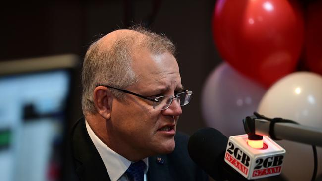 Prime Minister Scott Morrison in interviewed by Ben Fordham on air during an earlier appearance at 2GB. Picture: AAP Image/Joel Carrett