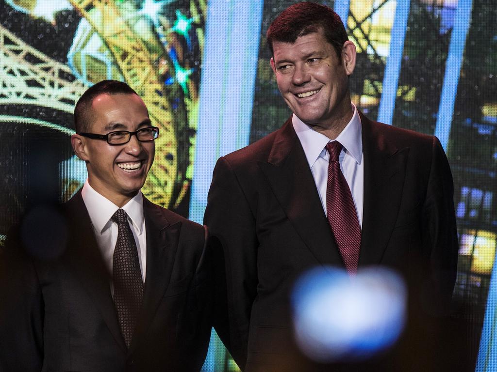 Lawrence Ho and James Packer in 2015. Picture: Chin/Bloomberg