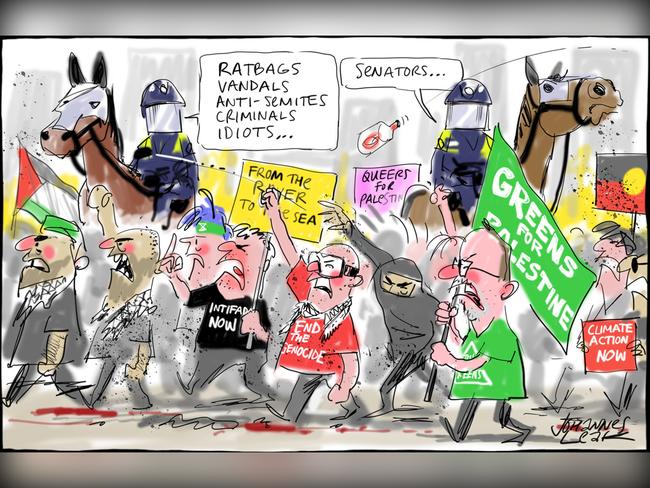 Johannes Leak commentary page cartoon for 14-09-2024Version: Commentary Cartoon  (1024x768 - Aspect ratio preserved, Canvas added)COPYRIGHT: The Australian's artists each have different copyright agreements in place regarding re-use of their work in other publications.Please seek advice from the artists themselves or the Managing Editor of The Australian regarding re-use.