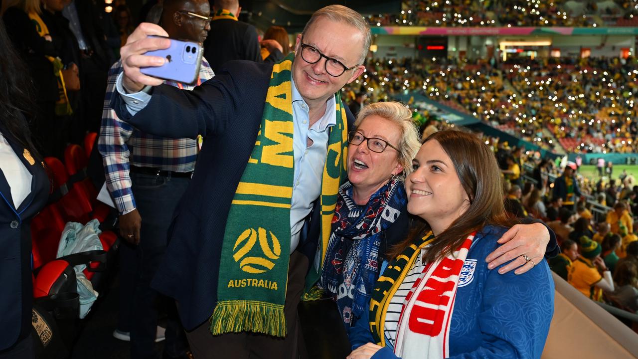 Anthony Albanese was not the only one who got carried away as Matoldas spread – but small business owners suffering from economic pressures had a slow clap for the PM after he suggested the public holiday. Picture: Matt Roberts/FIFA/FIFA via Getty Images