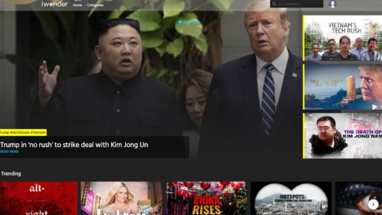 iwonder’s homepage offers recommendations tied into the news cycle