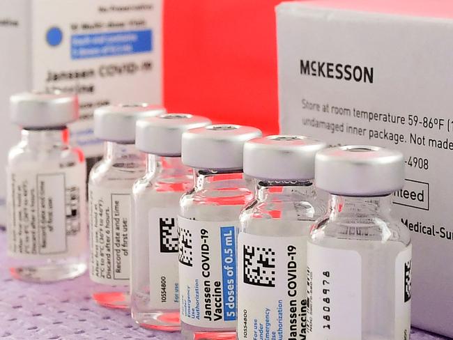 Rollout of the single-dose Johnson &amp; Johnson Janssen vaccine are delayed after a factory mix up. Picture: AFP.