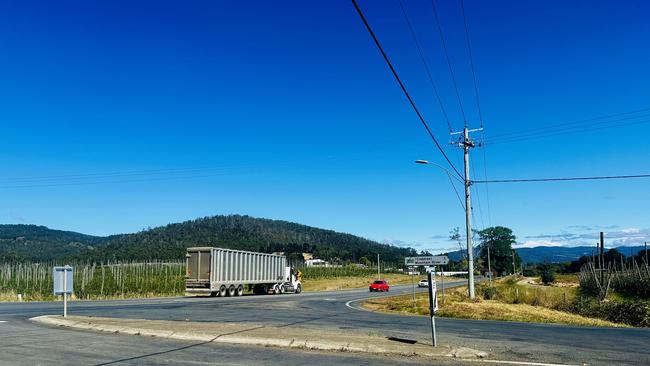 Grove intersection on the Huon Highway. Picture: Cas Garvey