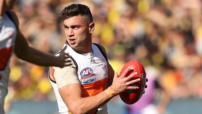 Giants Tim Taranto during the AFL Grand Final between the GWS Giants and Richmond Tigers at the MCG on September 28, 2019 in Melbourne. Picture. Phil Hillyard