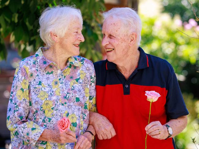 Daily Telegraph. 13, February, 2024.Married for 55 years, Tony & Judy Watts, at AnglicareÃ&#149;s Donington Court, Castle Hill, today.Picture: Justin Lloyd..