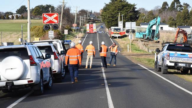 A Victorian man has died after an excavator he was driving rolled at Evandale, Tasmania, 20/07/2022, while he was performing subcontracting work. Picture: Alex Treacy