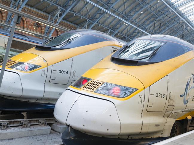 ESCAPE: FEB 12. Doc Holiday.  Eurostar trains on the platform at St Pancras Railway Station. Picture: istock