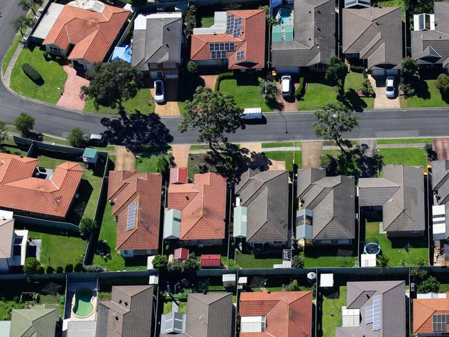 *FILE PIX* Editorial generic stock aerial view image highlighting the Housing Market in Australia after the Reserve Bank of Australia (RBA) cut interest rates for the first time in over four years. Picture: NewsWire / Gaye Gerard