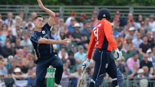 Chris Sole sends one down for Scotland against England in June. Picture: Getty Images