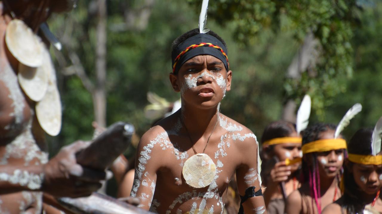 Dancers from Yarrabah at the Laura Quinkan Dance Festival in 2023. PIcture: Bronwyn Farr