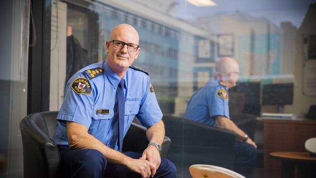 Inspector Glen Ball has been recognised for his dedication to the Tasmanian community, receiving the Australian Police Medal in the Queen’s Birthday Honours Awards. Picture: RICHARD JUPE