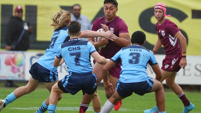 Qld’s Nixon Pasese attacks. Picture: Tertius Pickard