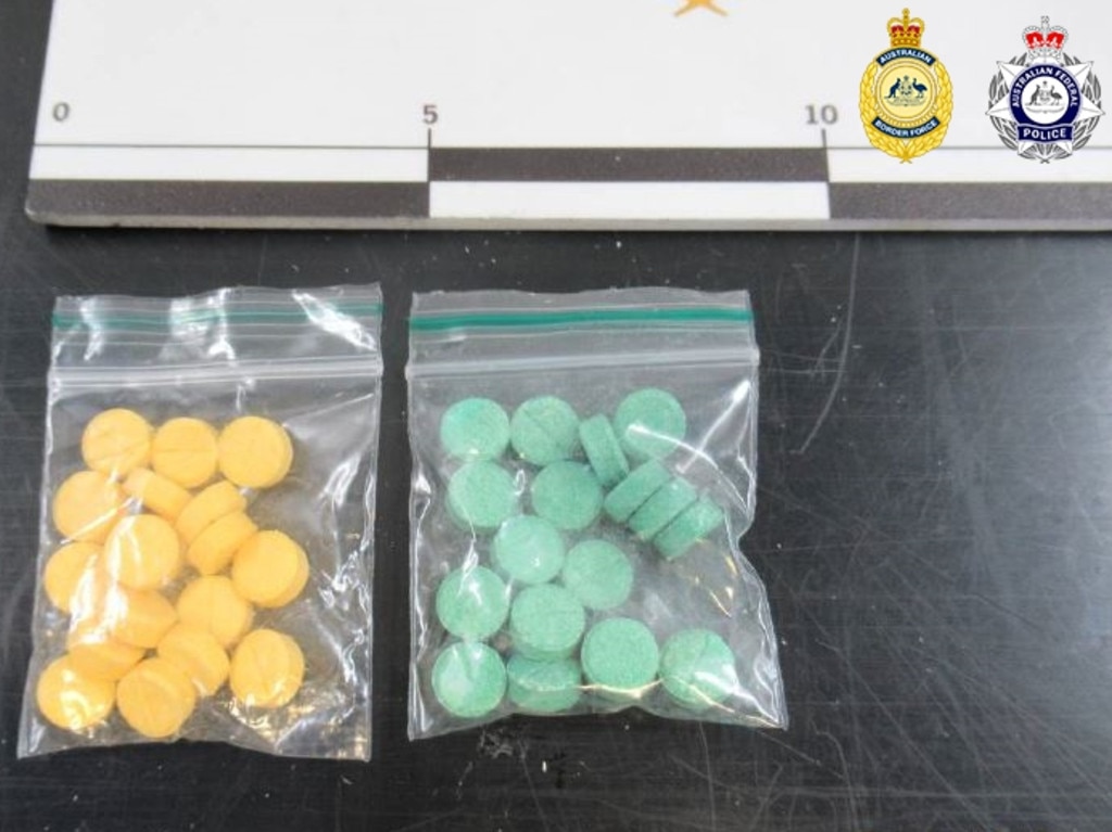 Australian Border Force officers have uncovered stashes of nitazenes hidden inside bandaid packaging and in pill form. Picture: Australian Border Force